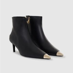 ANINE BING Nina Metal Toe Cap Ankle Boots Size 39/9 Kitten Heel Pointed Toe